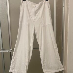Eileen Fisher Classic White linen cropped pants size 10
